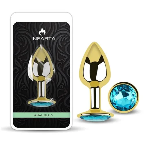 Anal Plug Eros Gold Metal Small Lightblue