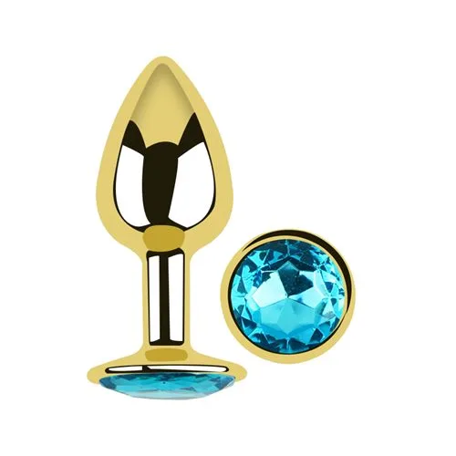 Anal Plug Eros Gold Metal Small Lightblue 2