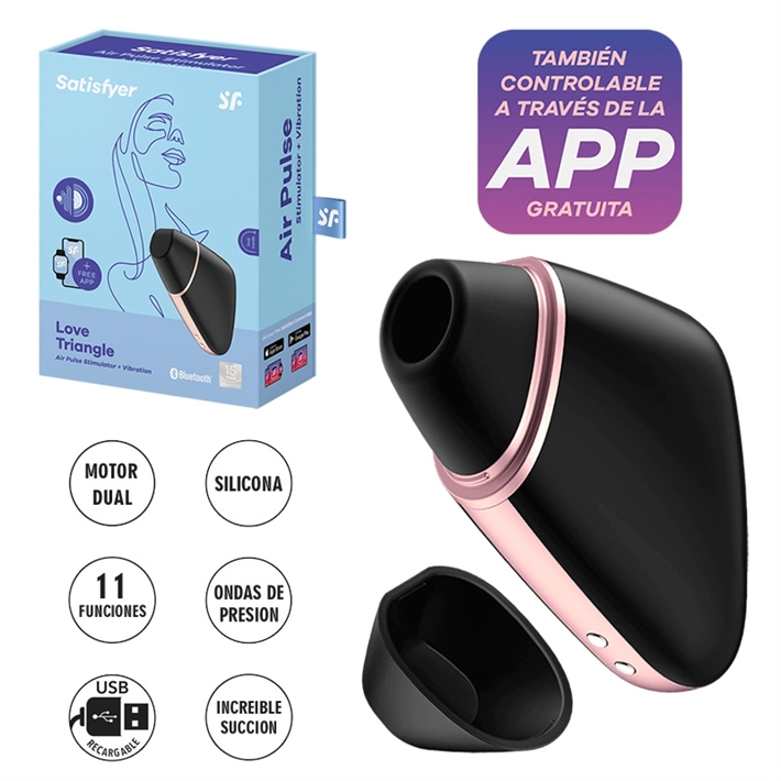 Love Triangle succionador con carga USB y control via APP