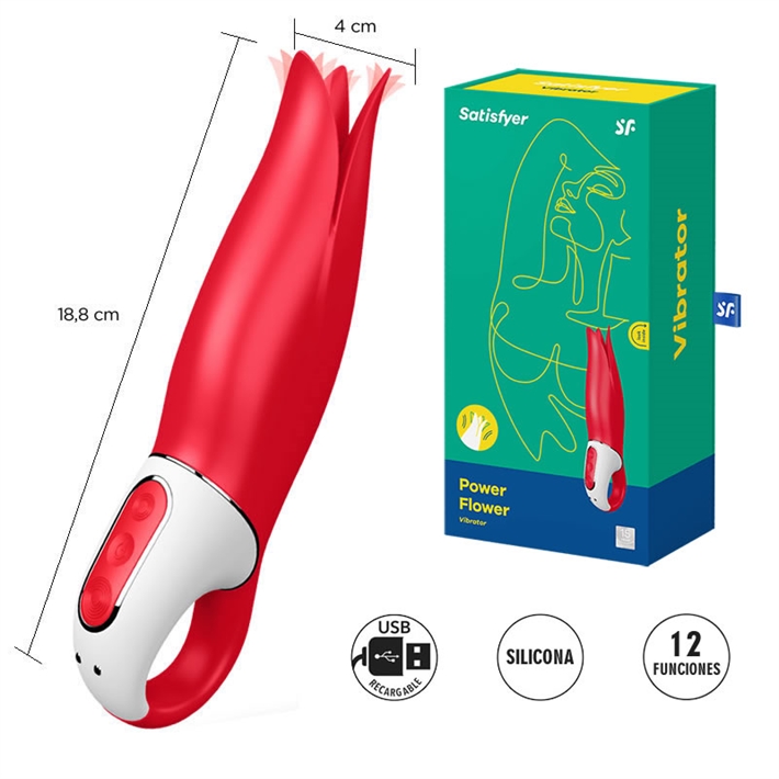 Vibes Power Flower Vibrador con alas de estimulacion y carga USB