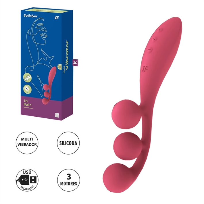 Tri Ball 1 estimulador triple clitorial, vaginal y anal con carga USB